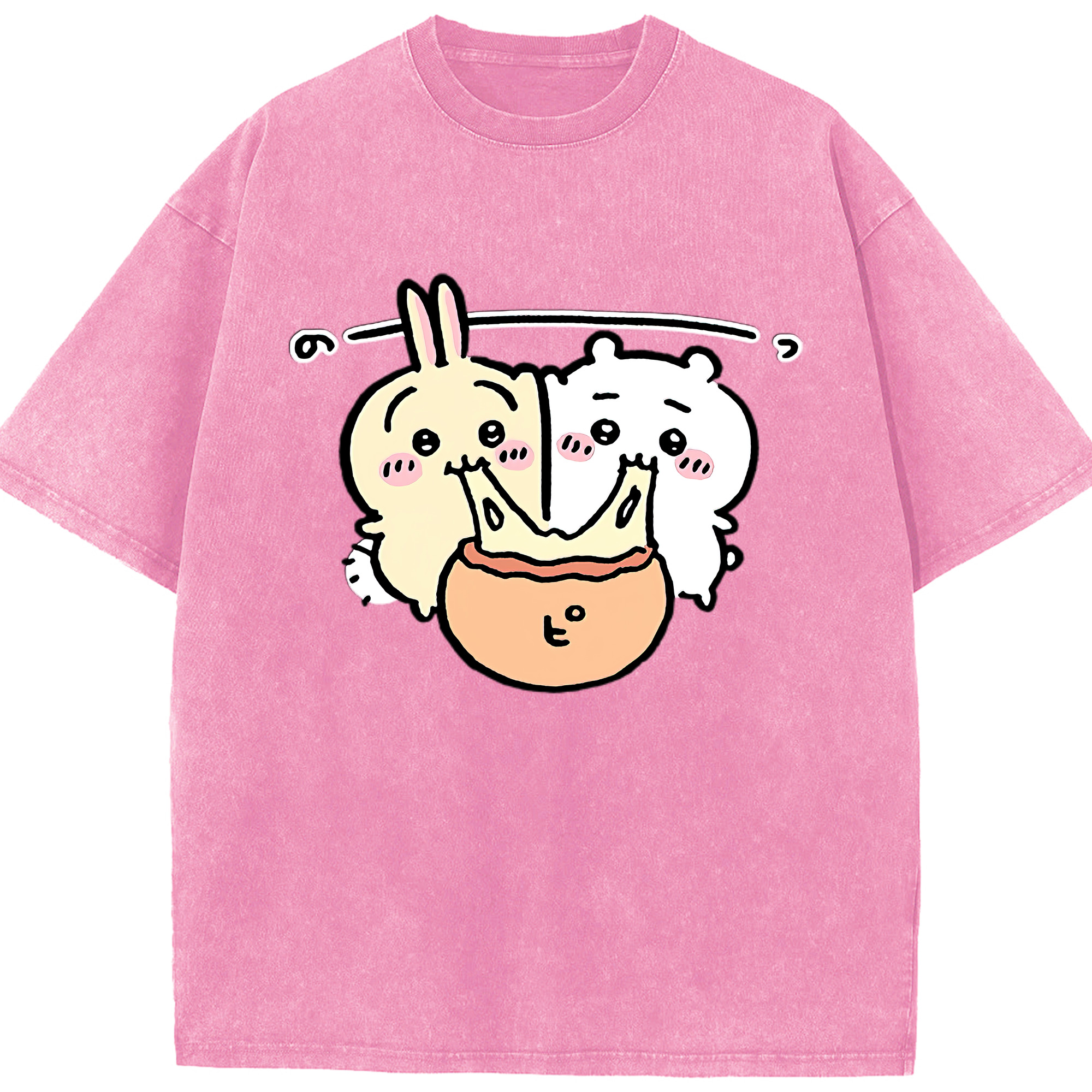 （画像用） ちいかわ うさぎ Chii-kawa usagi 綿100% ヴィンテージ風 半袖Tシャツ（フロントプリント）